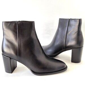 Steve Madden Jozie Ankle Boots Black Leather Block Heel Booties Women Size 8